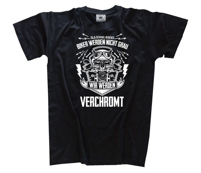 Biker Werden Non Grigio - Wir Cromato Stampa Argentata Moto T-Shirt S-XXXL