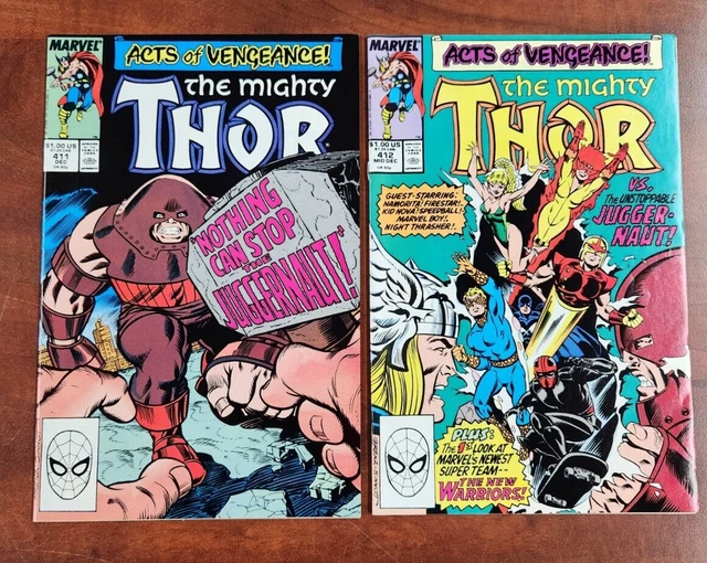 THE MIGHTY THOR #411 & 412 Copper Age 1st App The New Warriors Marvel Comics🔥NM