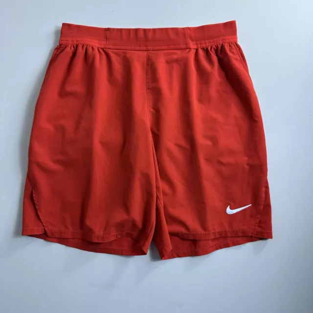 Nike Tennis Shorts Orange Standard Fit Court Slam Dri Fit Men’s Size Large Train