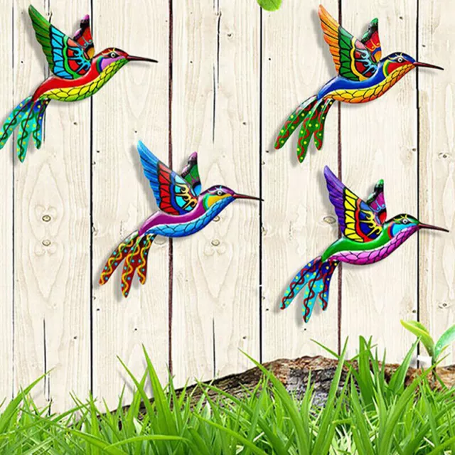 1-4X Vogel Graffiti Bunte Figur Dekofigur Vogel Garten Skulpturen Statuen Metall