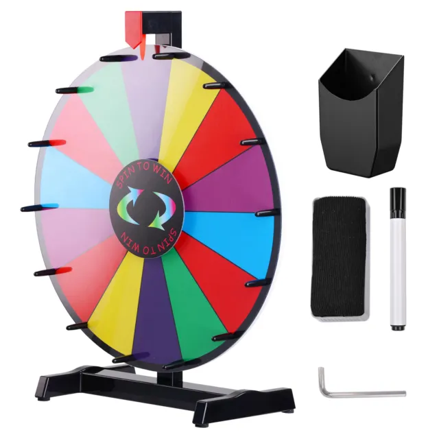 18" Dry Erase Spinning Color Prize Wheel Tabletop Fortune Carnival Game 14 Slots