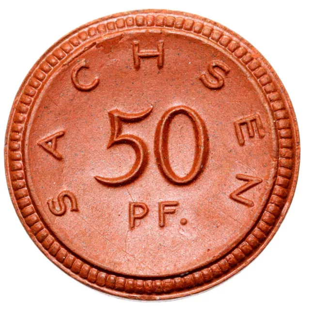 Freistaat Sachsen - Münze - 50 Pfennig 1921 - Meissen - braunes Porzellan