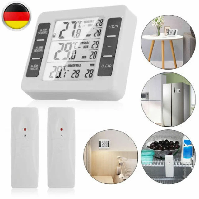 Station Météo Ankilo Thermomètre-Hygromètre Radio Intérieur/Extérieur Avec 2 Capteurs Sans Fil – Portée 100 M, Max/Min 24h, ℃/℉