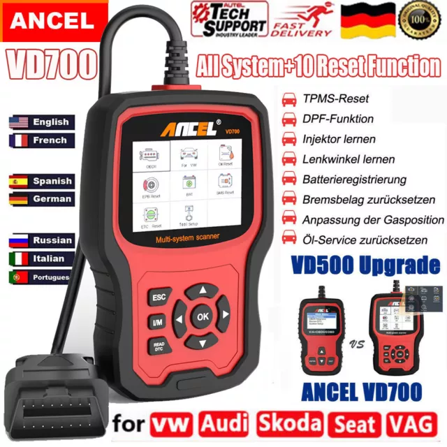 ANCEL Profil KFZ Diagnosegerät Auto OBD2 Scanner ALL SYSTEM Für VAG