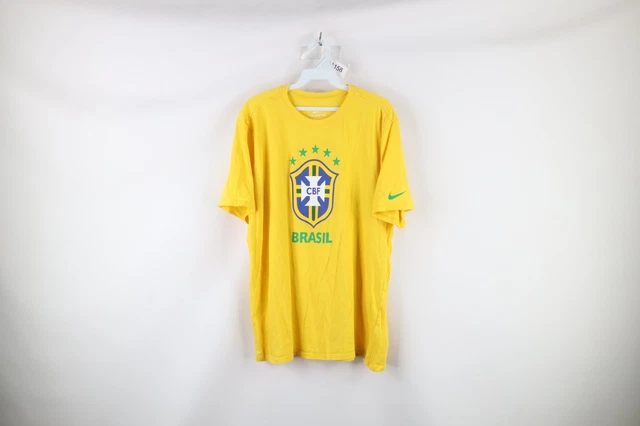 Nike Mens Size XL Spell Out Brasil Soccer Futbol World Cup Short Sleeve T-Shirt