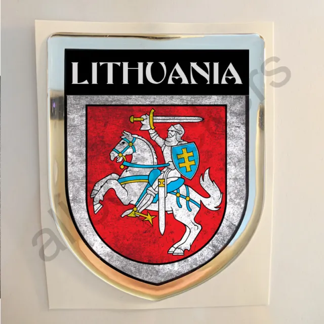 Lituania Adesivi Scudetto 3D Emblema Stemma Sporco Resinato Adesivo Resinati