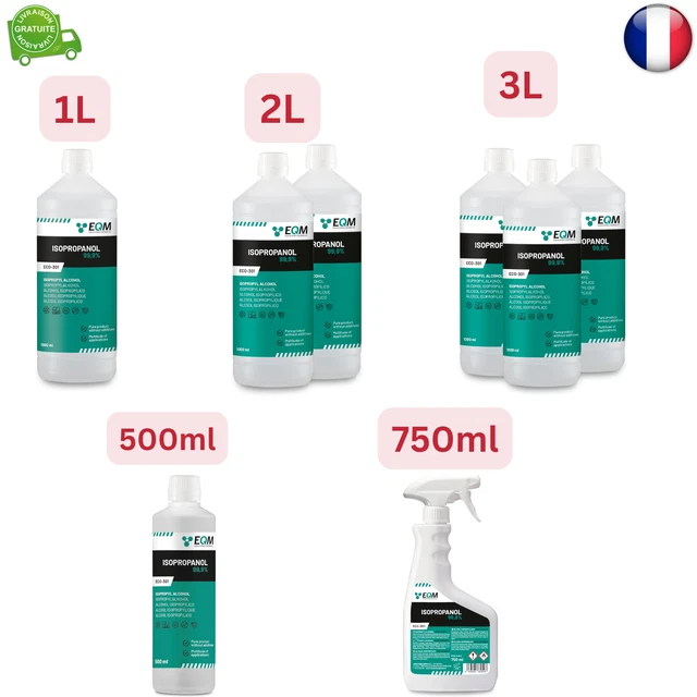 Alcool Isopropylique 99,9% EQM ECO-301 500ml - Nettoyage électronique, Optiques Et Résine 3D - Sans Résidu