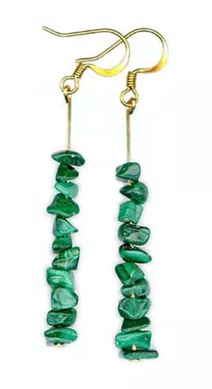 Malachite Earrings Ancient 8500BC Shanidar Jericho Israel Egypt 14ktGF Hooks