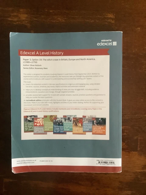 EDEXCEL A LEVEL History the Witch Craze in Britain, Europe, and North ...