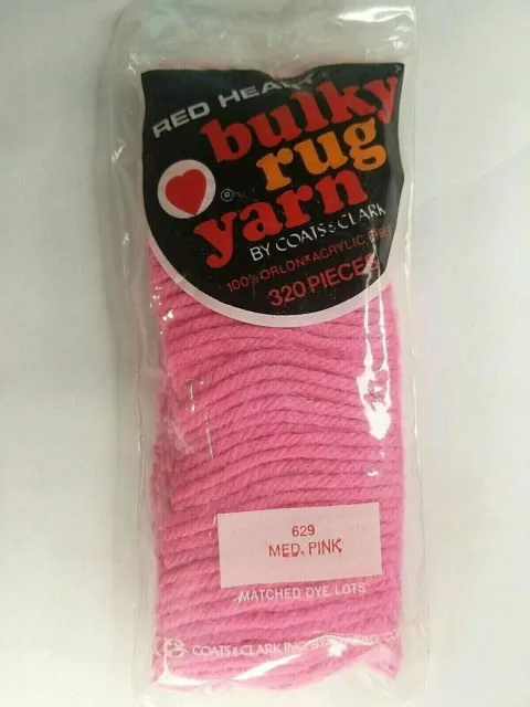 Red Heart Latch Hook Bulky Rug Yarn - 629 Medium Pink- 320 Pieces