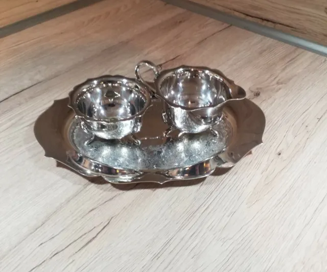 Stunning Barker Ellis Silver Plated Tray With Creamer And Sugar Bowl