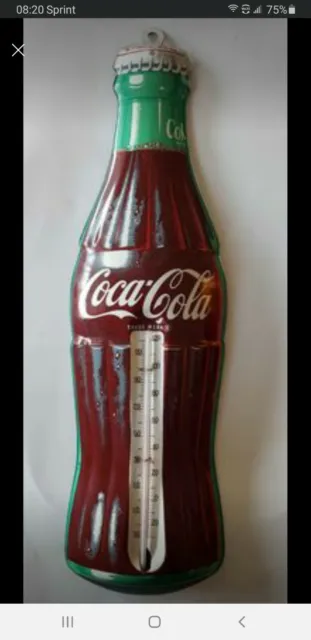 Coca-Cola Vintage thermometer 1950’s Donasco 16”  Embossed Tin (Coke Bottle) USA