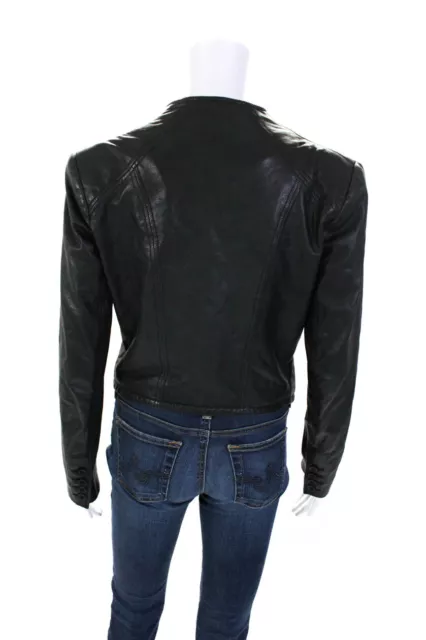 Helmut Womens Leather Long Sleeve Biker Wrap Jacket Black Size Small 3