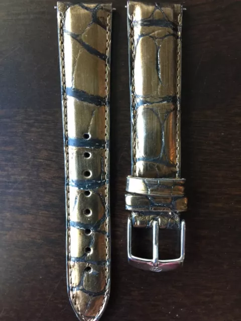 Nuovo Michele Oro Alligatore Originale 18mm Cinturino Orologio