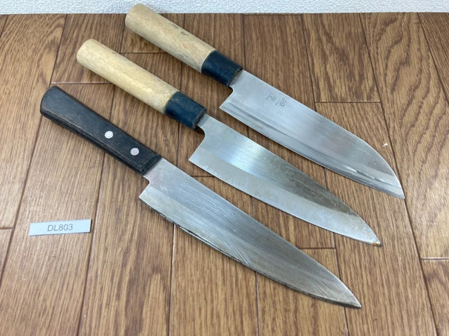 Japanese Chef's Kitchen Knife Set 3 Piece DEBA SANTOKU GYUTO from Japan DL803