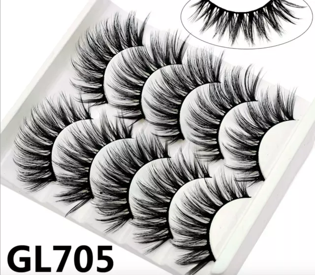 UK 5 Pairs 3D Fake Eyelashes Long Thick Natural False Eye Lashes GL705 Makeup