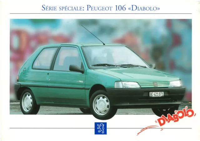 Catalogue prospekt brochure Peugeot 106 série spéciale Diabolo 1993 CH - v 2