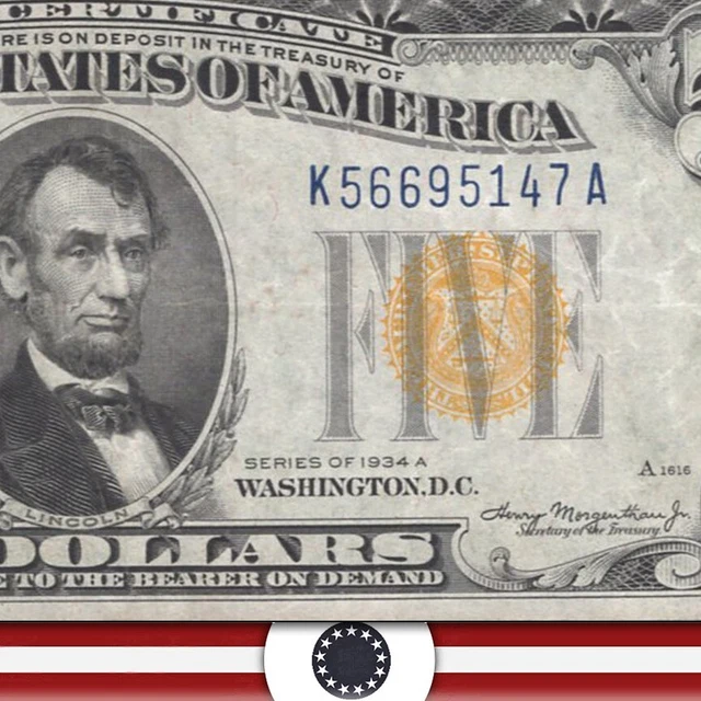1934-A $5 NORTH AFRICA SILVER CERTIFICATE WWII CURRENCY Fr 2307 95147