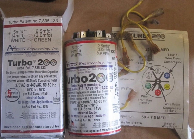 Mars 12200 Turbo 200 Amrad Motor Run Capacitor Adjustable MFD 370/440V Free Ship