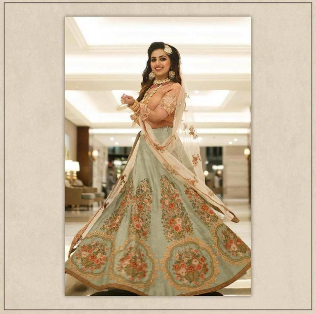 Indian Lehenga Choli Floral Bollywood Wedding Partywear Pakistani Lengha Saree