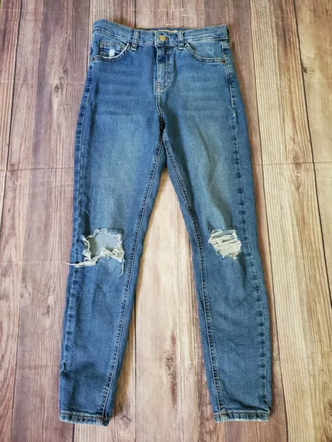 Topshop Moto Jamie Jeans Womens Size 28 Blue Skinny Ankle Mid Rise Distressed