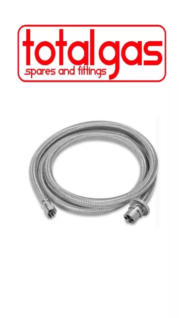 2Mtr Stainless Steel Braided Gas Hose 3/8 Bsp W/ Bayonet Coupling Natural & Lpg