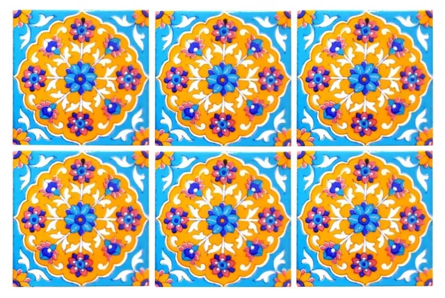 Carreaux muraux peints à la main en céramique de poterie bleue marocaine,...