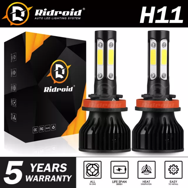 4-Side H11 H9 LED Headlight Super Bright Bulbs Kit 360000LM HIGH/LOW Beam 6000K