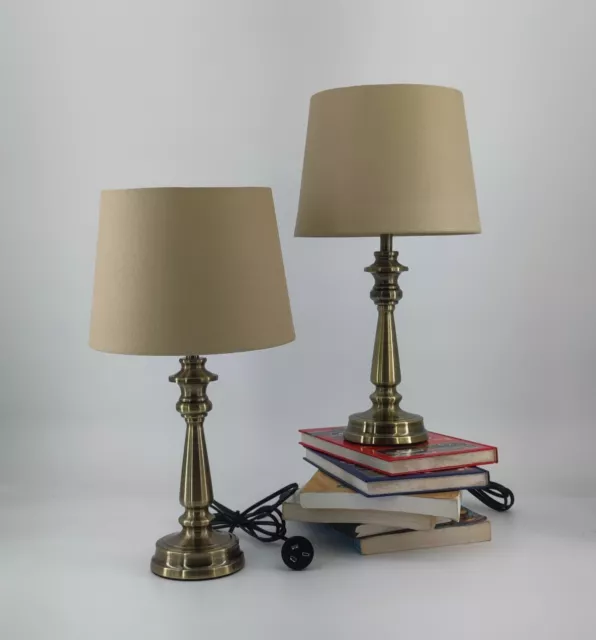 2 X Antique Brass Table Touch Lamp Brown