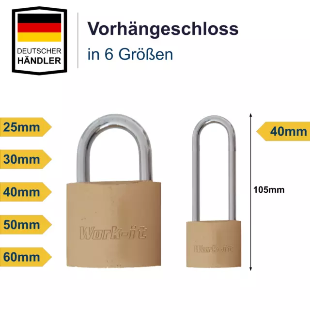 Vorhängeschloss Vorhangschloss Schloss groß & klein - 25 30 40 50 60 mm neu