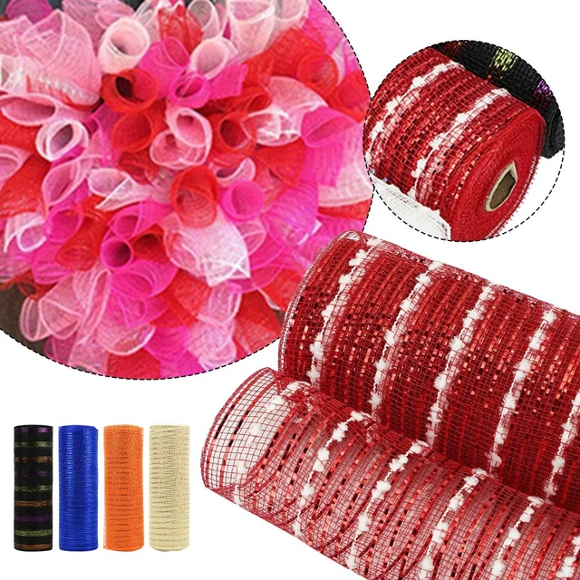 DIY Ribbon Bows Deco Mesh 10 Yards Gold Wire Mesh Ribbons Xmas Gift Wrapping Net