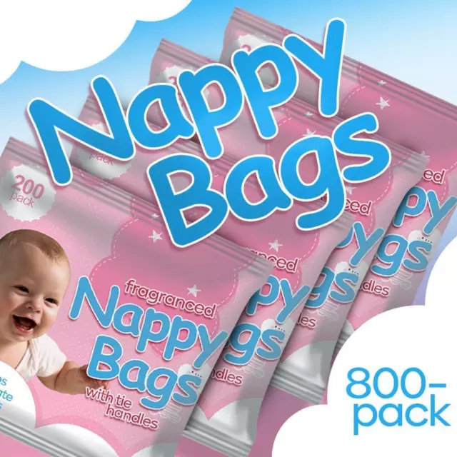 Jumbo Packs Fragranced Nappy Disposable Sacks (4x200) - 800 Bags With Tie Handle 2