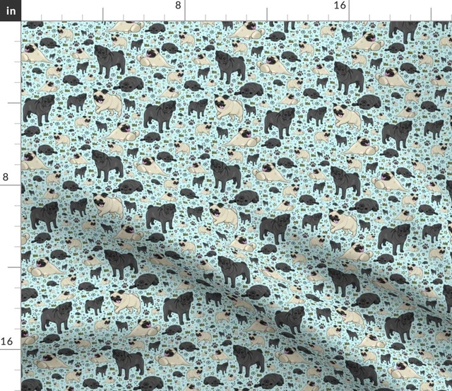 Pug Life Pattern Print Dogs Cartoon Pet Puppy Spoonflower Fabric by the Yard