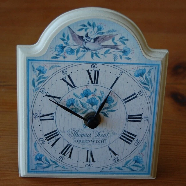 THOMAS KENT GREENWICH Mantle / Bedside / Desk Clock Bird & Floral