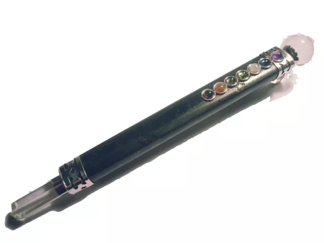 7 Chakra Turmalin schwarz Energiestab healing stick  mit Kugel und Spitze ECKIG