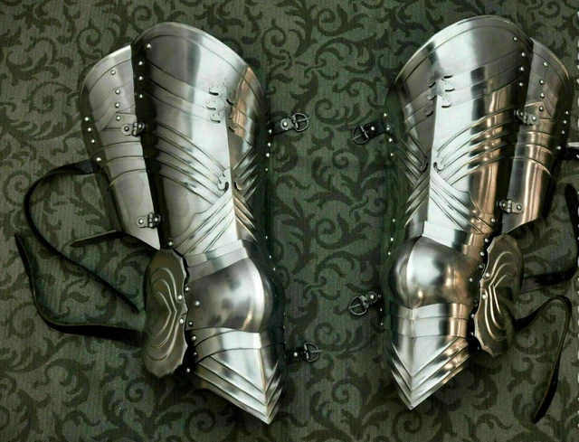 Lord Of Battles Late Medieval Knight Steel Leg Armor - 16 Gauge, Functional For LARP