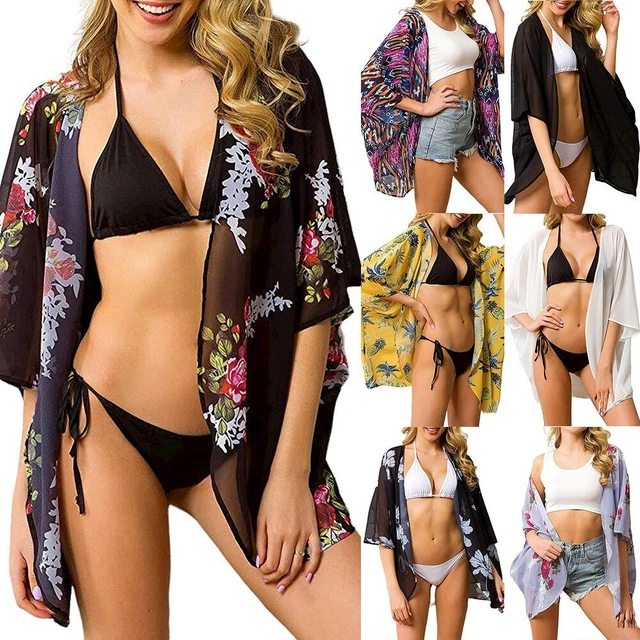 Kimono Cardigan Donna Vintage - Copricostume Bohémien Tie Dye Per Spiaggia E Piscina - Foto 7
