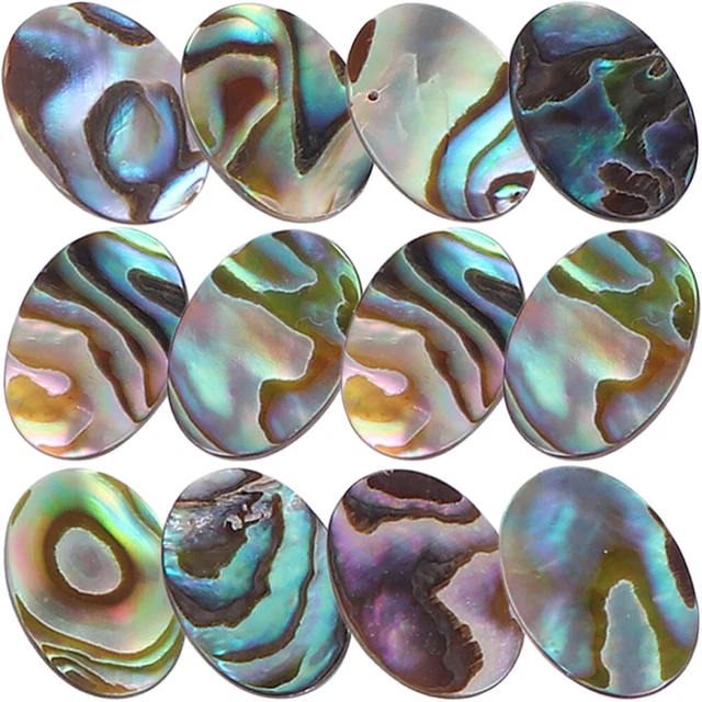 12 Pcs Cabochons Beads for Jewelry Oval Shape Abalone Half Round Necklace