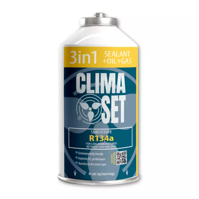 ClimaSet 3in1 (huile, mastic, fluide frigorigène), R134a pour climatiseur, tuyau 2