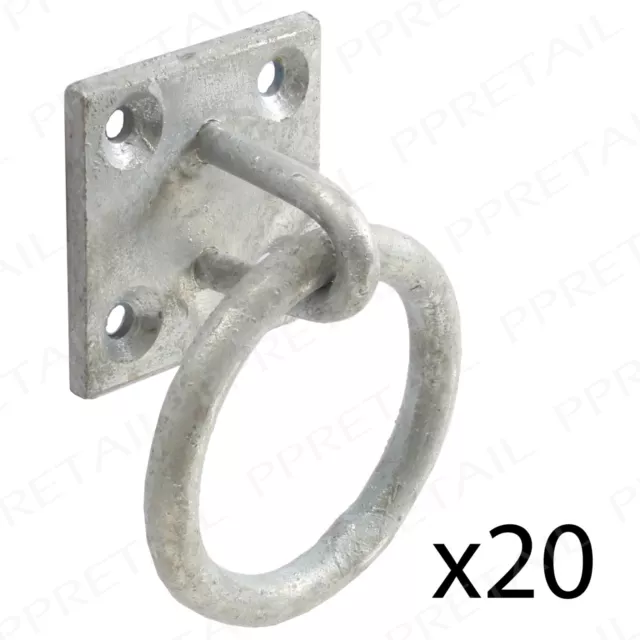 20x SERIOUS HEAVY DUTY Lashing Mooring Tie Up Ring On Plate GALVANISED Chain