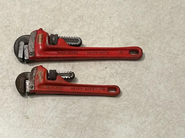 Ridgid 6" and 8" Heavy Duty Pipe Wrench Lot Set