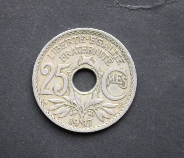 Pièce de 25 centimes.1917. Lindauer non souligné. Sans intervention de nettoyage