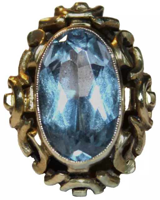 🇼 Großer 935er Silber Ring mit Blautopas Jugendstil Damen Antikschmuck - 5,86 g