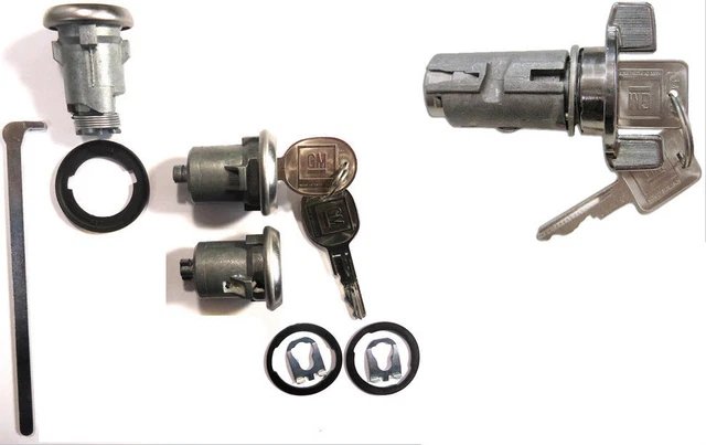 New GM Chevy OEM Chrome Ignition/Doors/Trunk Lock Key Cylinder Set With Keys