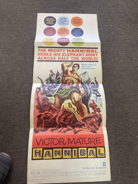 Vintage 1960 Hannibal Movie Poster Lobby Poster 35”x14”
