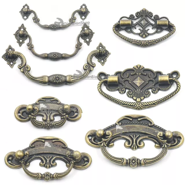 Brass Cabinet Cupboards Door Window Jewelry Box Drawer Handle Pull Knobs Case FV