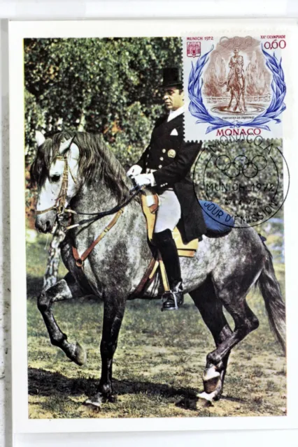 HIPPISME CHEVAL JO DE MUNICH    1972 MONACO  Carte Maximum   8283