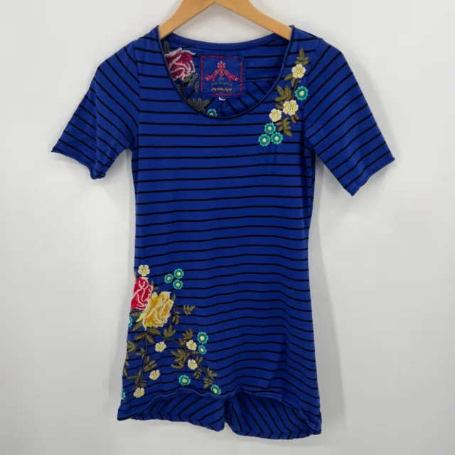 JOHNNY WAS JW Los Angeles Women Size XS Blue Stripe Embroidered Tunic ...
