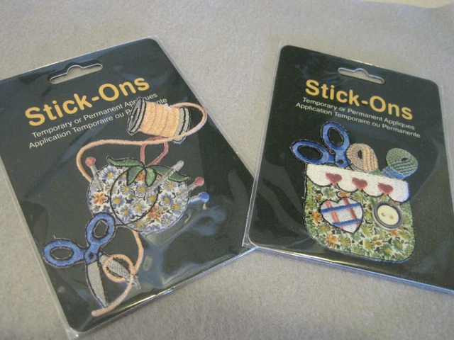 DE COLECCIÓN STICK-ONS Bolsa / Alfiler Costura Temperatura o Perm Apliques SELLADO 2 paquetes
