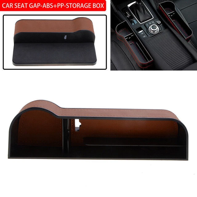 Right Brown Car Seat Gap Catcher Organiser Storage Box Pocket w/Cup Holder Side